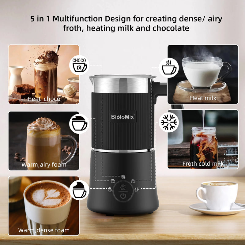 detachable 5-in-1 milk frother and steamer, view 3 - MRSLM