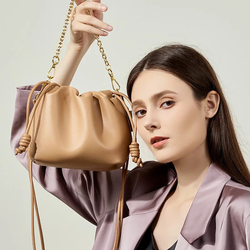 leather cloud chain handbag, view 5 - MRSLM
