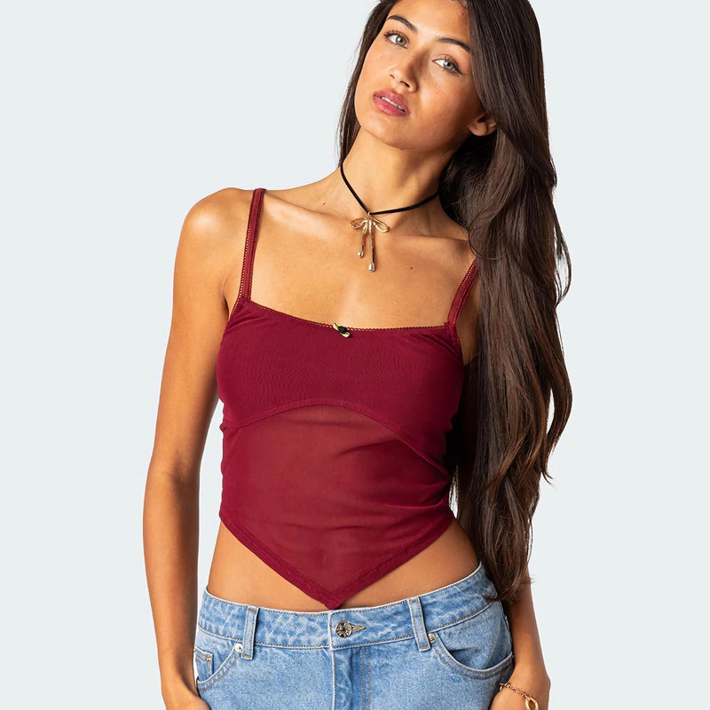 slim mesh cami top, view 2 - MRSLM