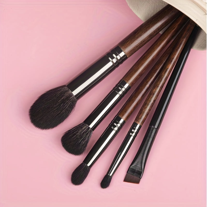 5-piece goat hair makeup brush set, view 5 - MRSLM
