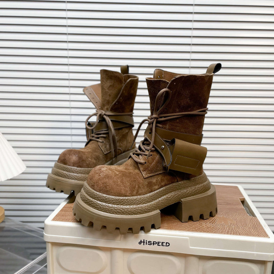 Women's Suede Platform Lace-Up Combat Boots