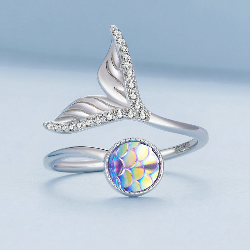 ladies sterling silver fish tail ring, view 4 - MRSLM