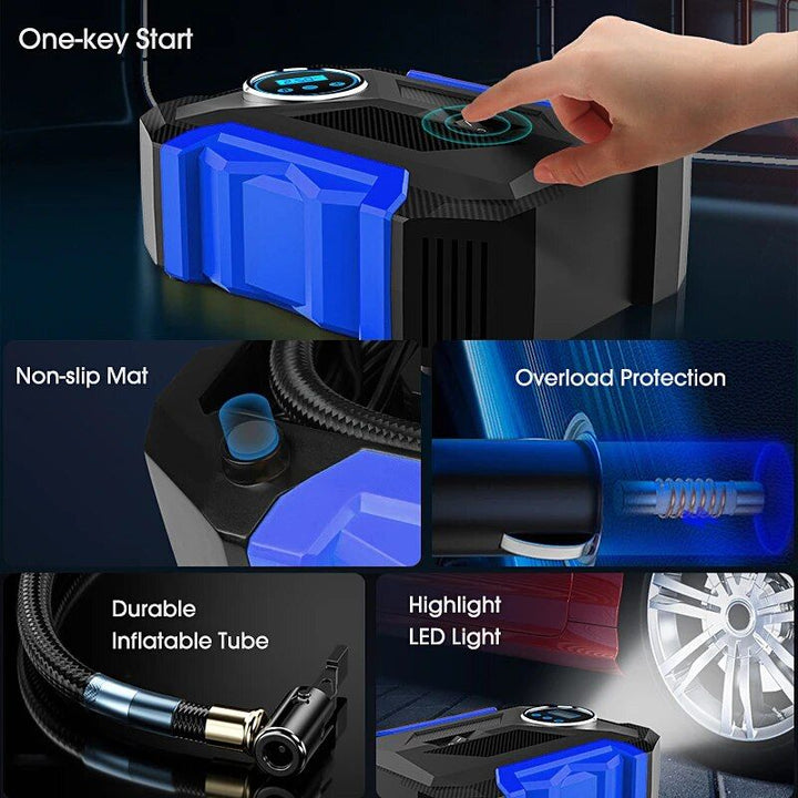 Portable Digital Tire Inflation Pump with LED Lamp for Car & Motorcycle