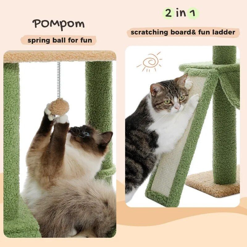 cactus floor-to-ceiling cat tower, view 6 - MRSLM
