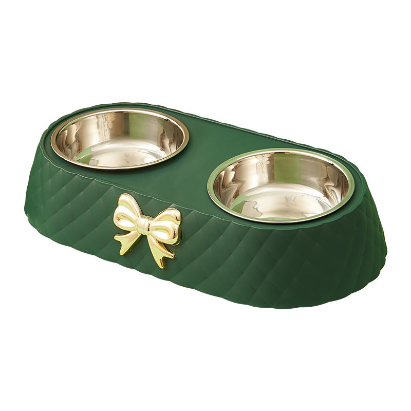 double pet feeding bowl with bow-tie design, view 3 - MRSLM