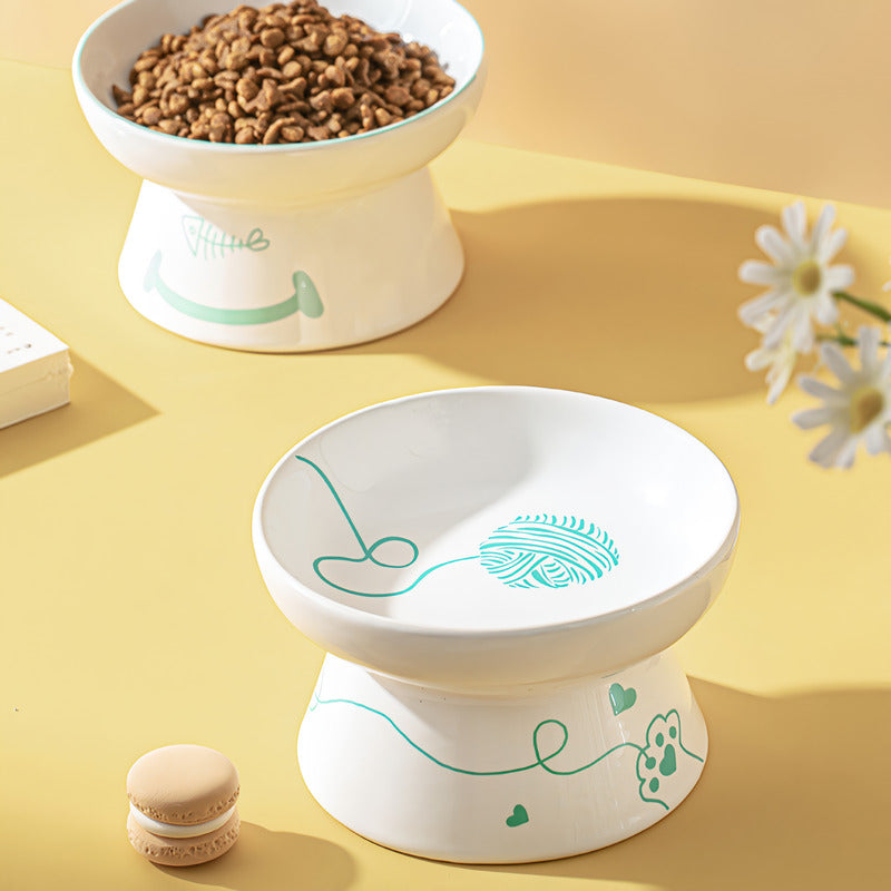 elevated ceramic pet bowl, view 5 - MRSLM