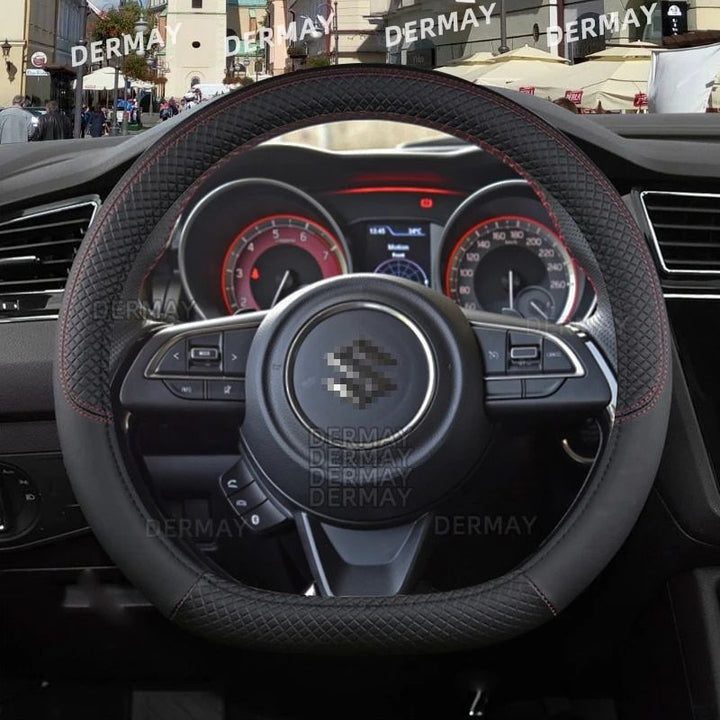 Microfiber Leather & Carbon Fiber Steering Wheel Cover for Suzuki Swift 2017-2021