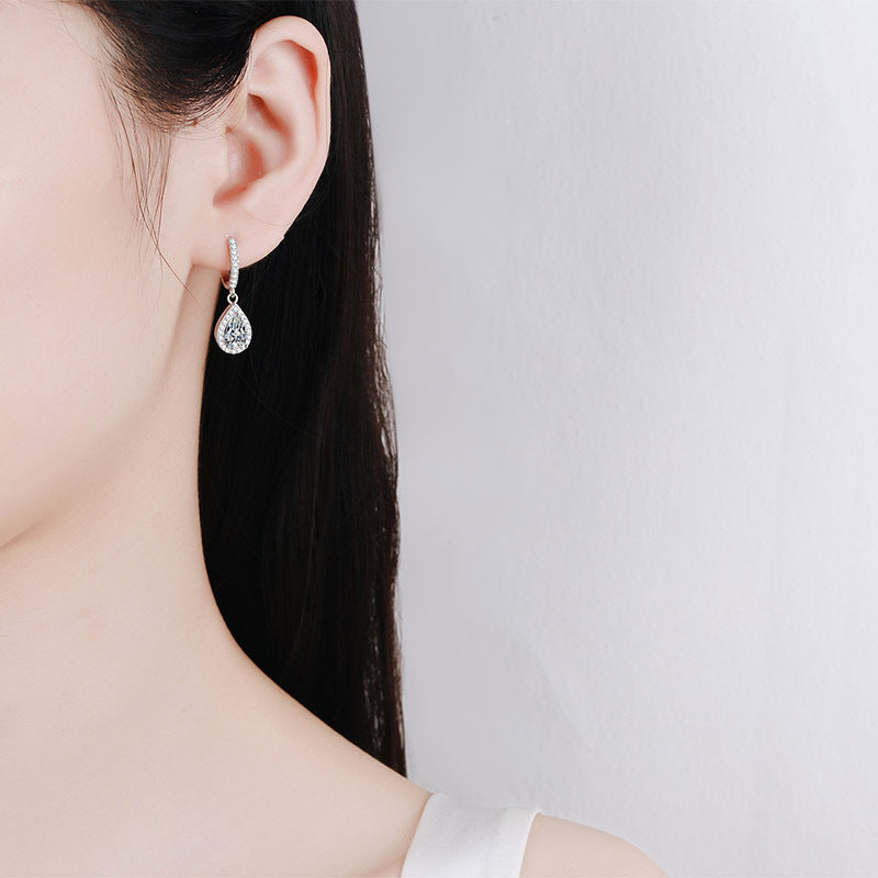 women's moissanite water drop stud earrings, view 2 - MRSLM