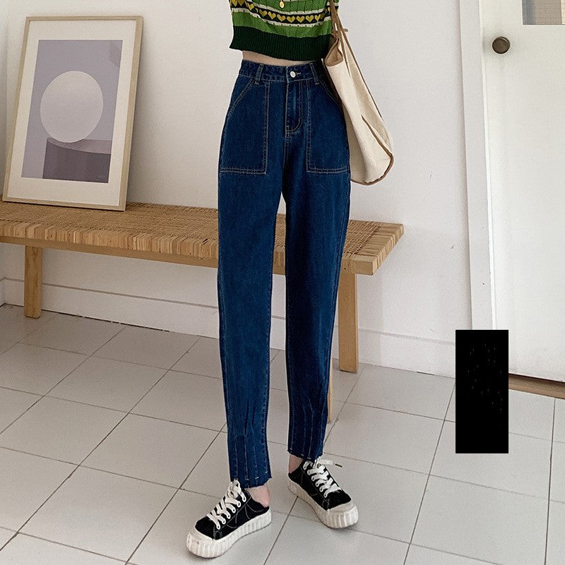 Kleine, weite, hochtaillierte Radish Daddy Pants mit neun Punkten