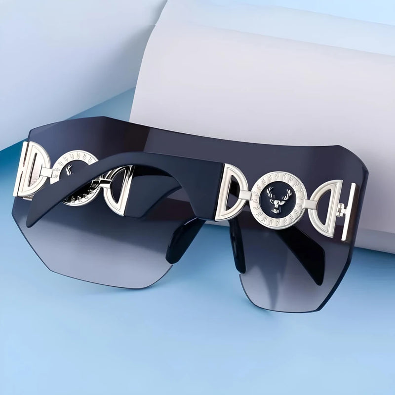 oversized shield rimless sunglasses, view 13 - MRSLM