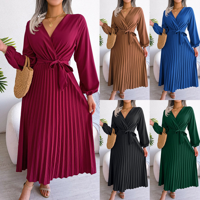 elegant pleated chiffon maxi dress - MRSLM