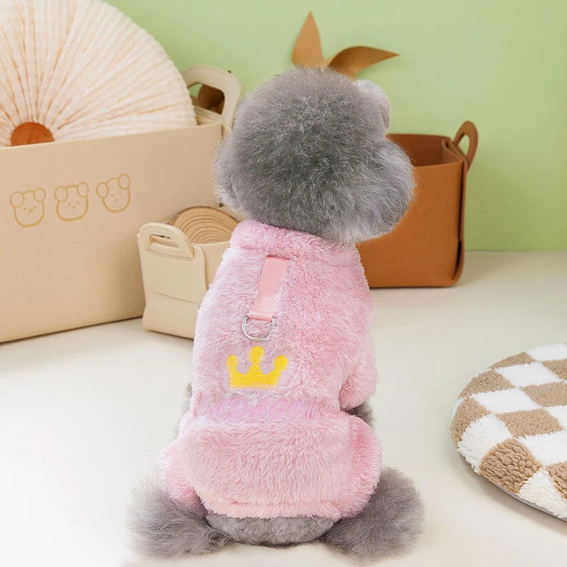 fleece pet jumpsuit, view 3 - MRSLM