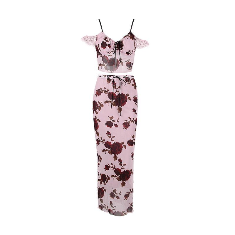 Elegantes Sommer-Maxirock- und Crop-Top-Set