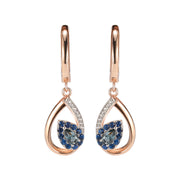 blue rose gold leaf earrings, view 4 - MRSLM