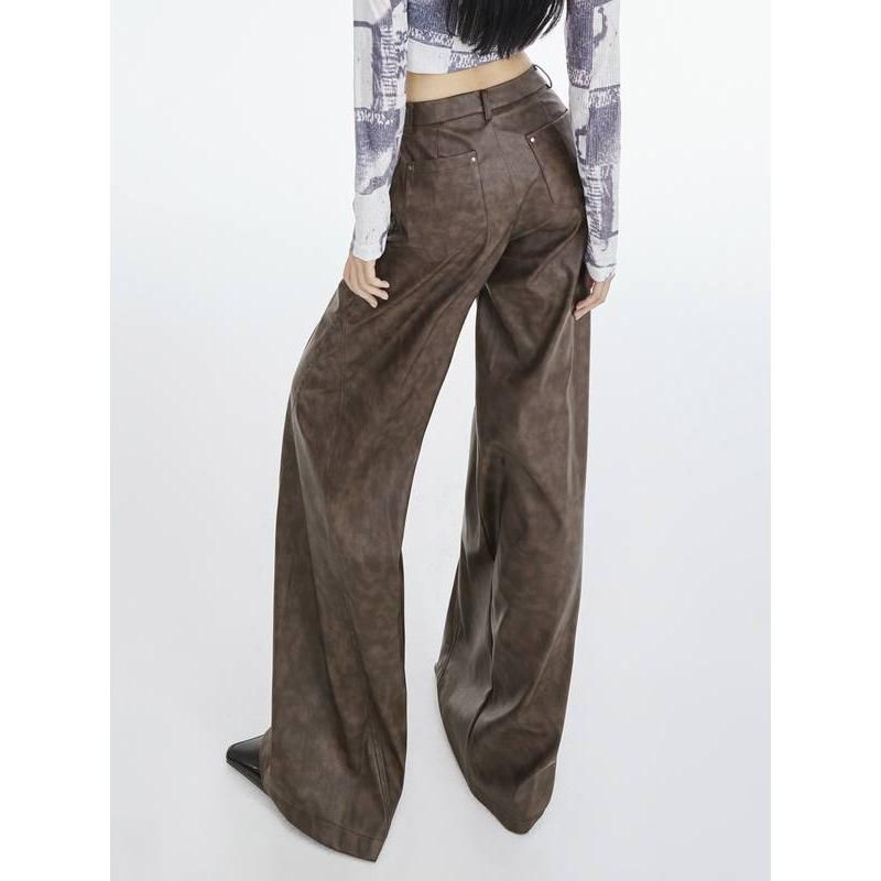 Faux leather wide leg trousers, view 6 - MRSLM