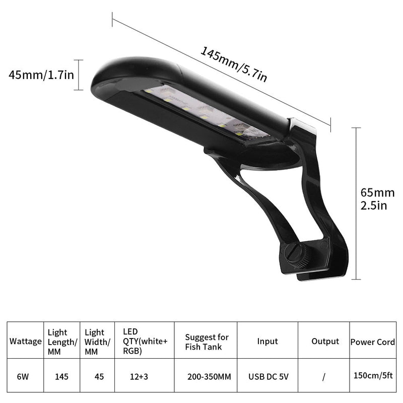 usb clip-on aquarium lamp, view 2 - MRSLM