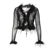 deep v-neck lacing strap cardigan, view 5 - MRSLM