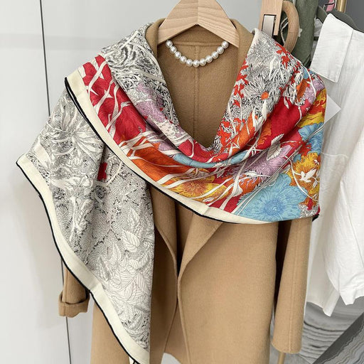 silk wool pashmina scarf with natural print - MRSLM