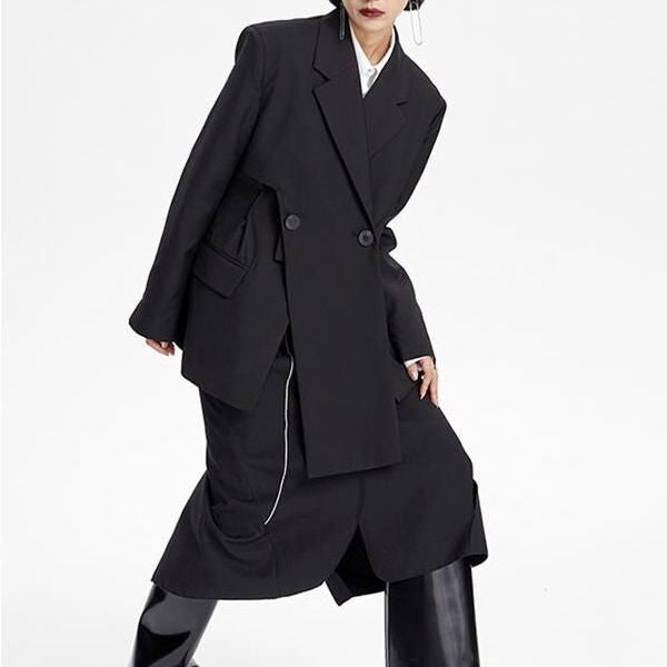 Irregular Cross Slit Blazer