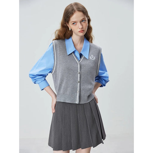 gray knitted vest for women, view 2 - MRSLM