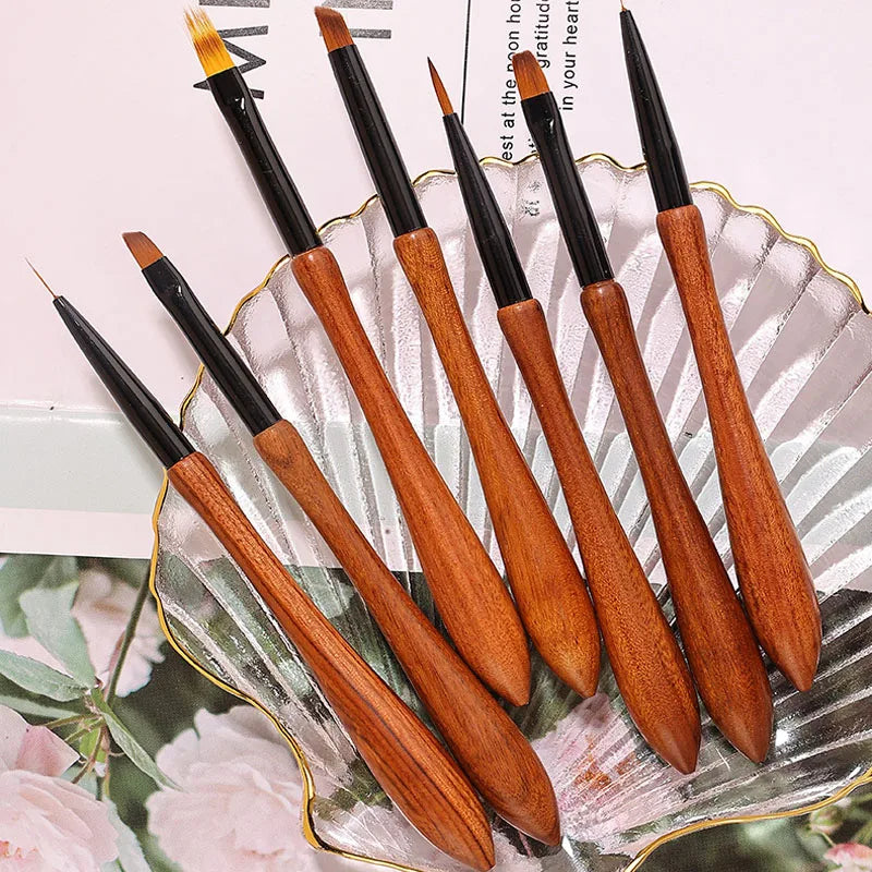 11-piece sandalwood handle nail art brush set, view 6 - MRSLM