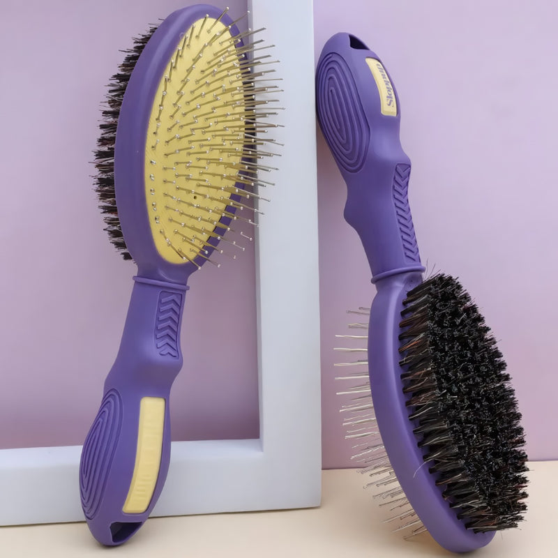double-sided dog grooming brush, view 3 - MRSLM