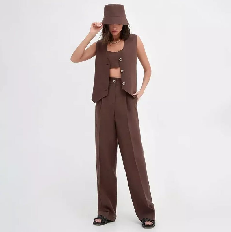 Cotton-linen vest and pants set, view 8 - MRSLM