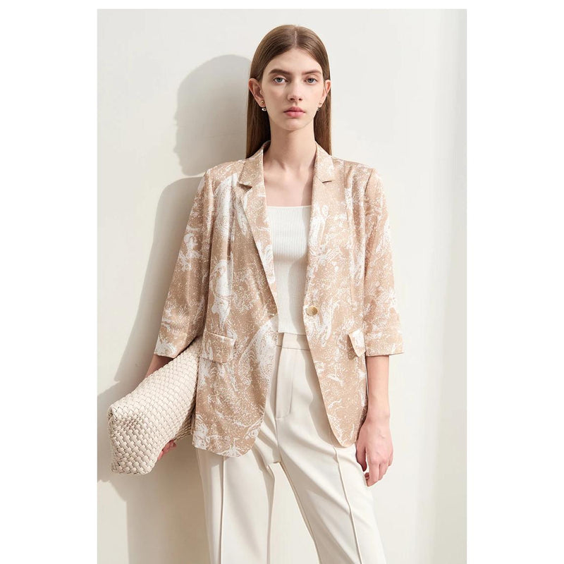silk stretch printed blazer, view 3 - MRSLM