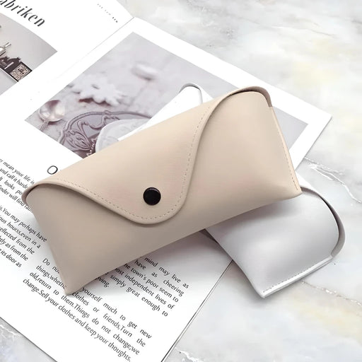 solid color lightweight leather glasses case, view 2 - MRSLM
