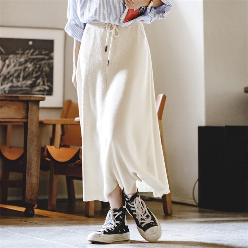 retro ribbed knit a-line skirt - MRSLM