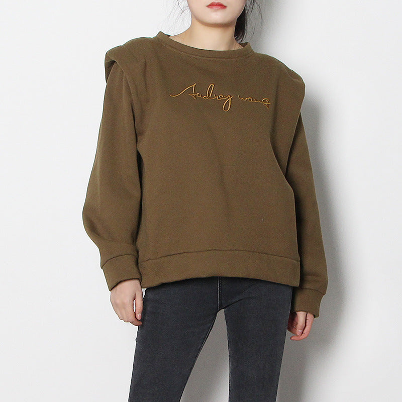 women's short padded shoulder loose sweatshirt - MRSLM