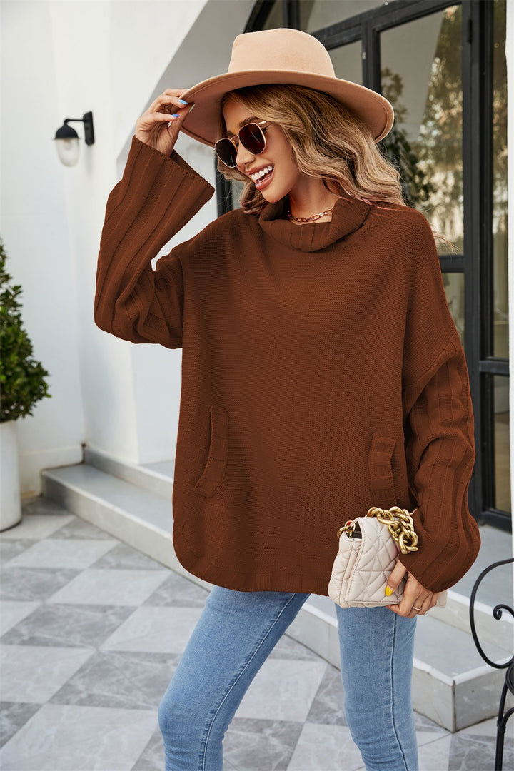 New Solid Color Pullover Knitwear Women's Loose Plus Size Turtleneck Sweater