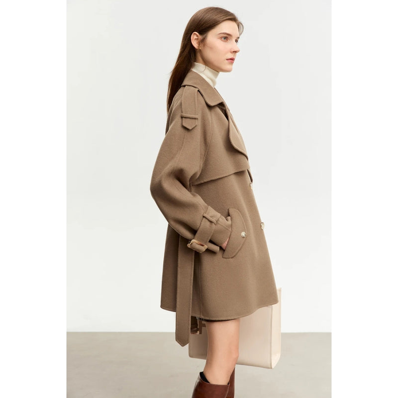 Eleganter, mittellanger Wollmantel für den Herbst für Damen
