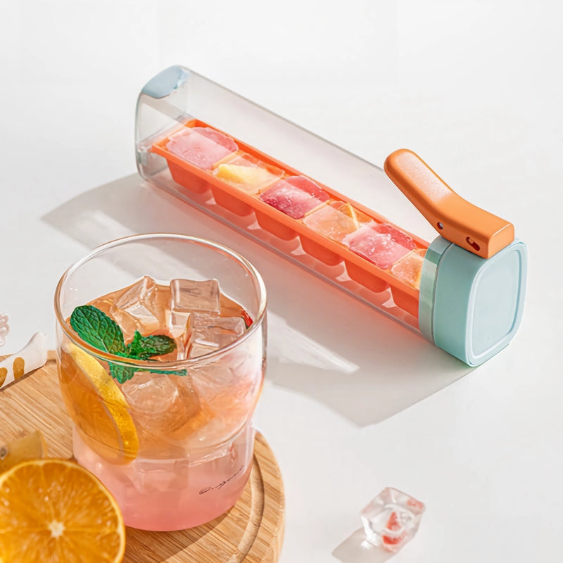 One-hand press ice cube maker with storage box, view 6 - MRSLM