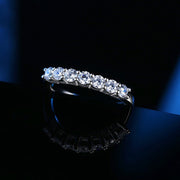 S925 silver half circle seven stone couple ring, view 4 - MRSLM