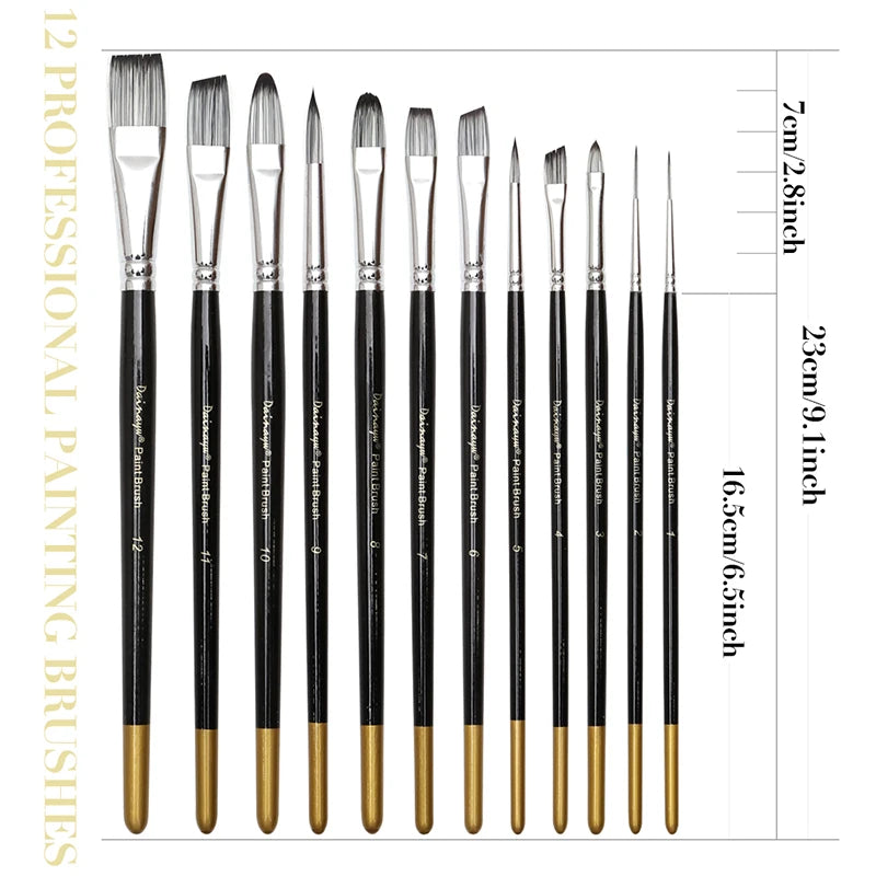 12-piece artist paint brush set, view 7 - MRSLM
