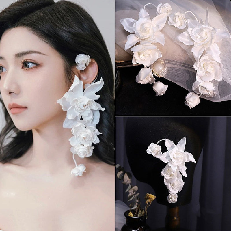 handmade jasmine fabric ear hook earrings - MRSLM