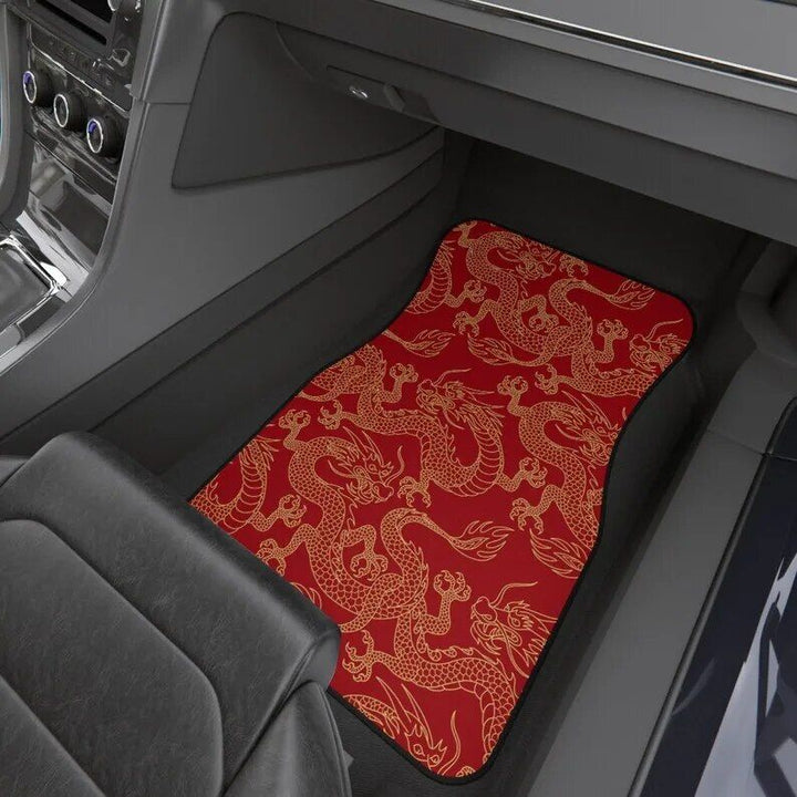 Red Dragon Print Waterproof Car Floor Mats