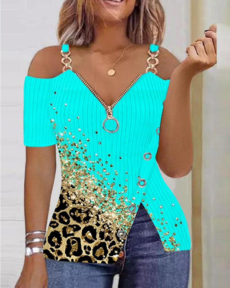 Camiseta com zíper estampada com padrão de âncora de barco