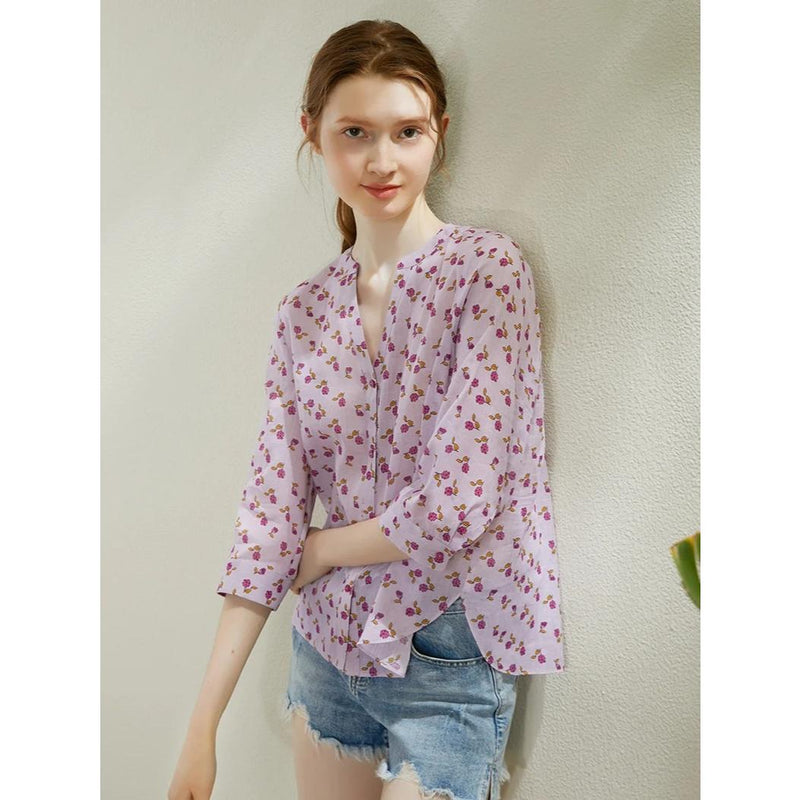 ramie floral blouse, view 11 - MRSLM