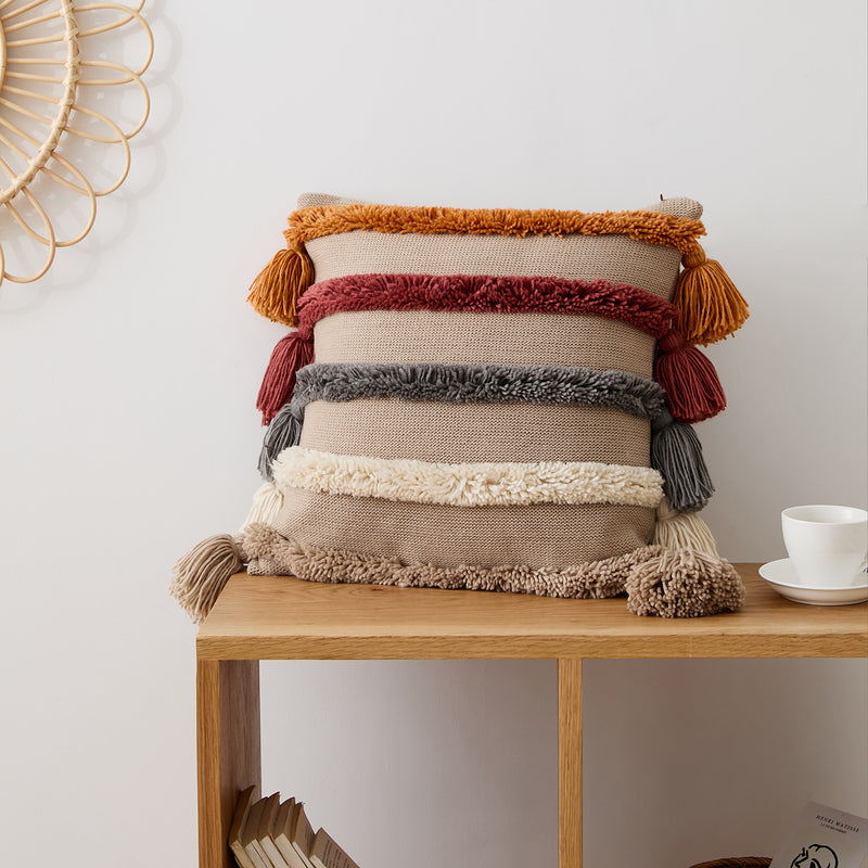 bohemian tufted cushion cover, view 6 - MRSLM