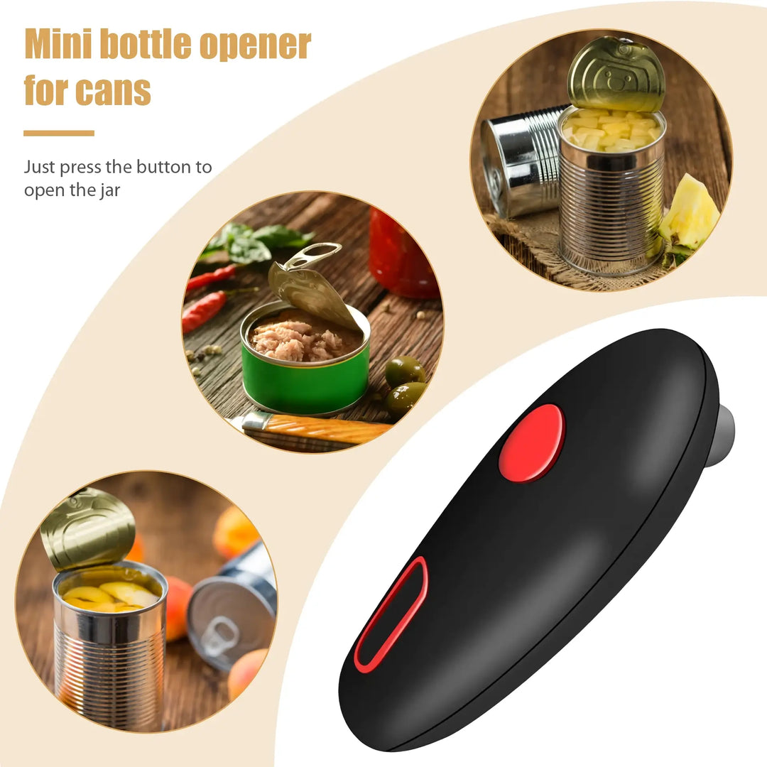 Compact Automatic Can Opener: Multi-Function Lid & Bottle Opener