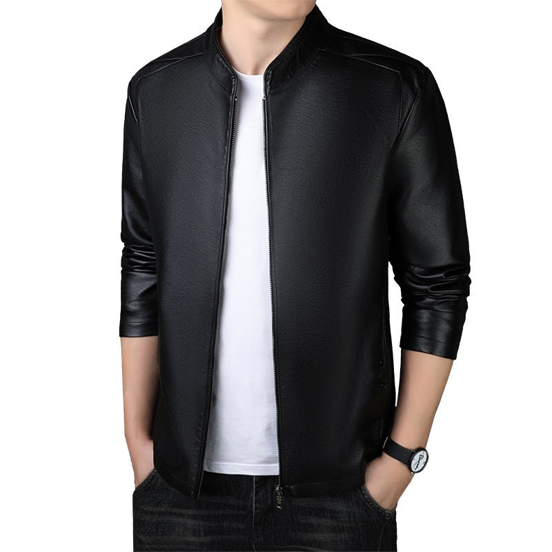 men's loose PU leather coat, view 5 - MRSLM