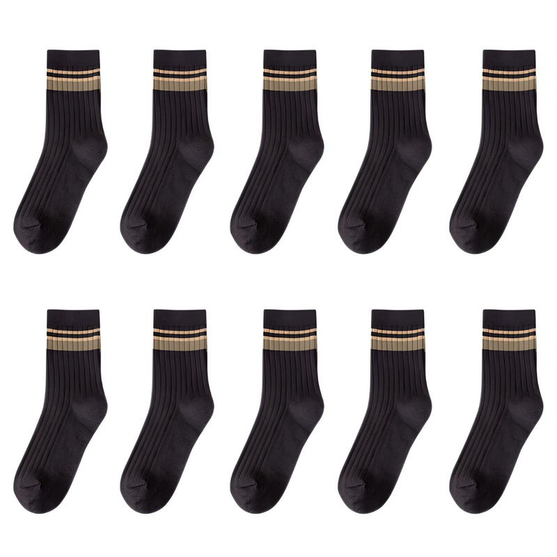 10 pares de meias listradas de algodão para homem