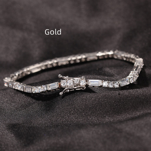 3mm square zircon hip hop bracelet, view 5 - MRSLM