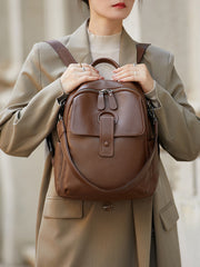 elegant genuine leather women's backpack, view 3 - MRSLM