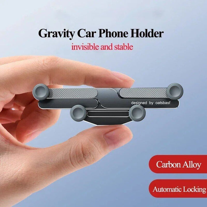 360° Rotating Alloy Car Phone Mount - Universal Air Vent & Dashboard Gravity Phone Holder