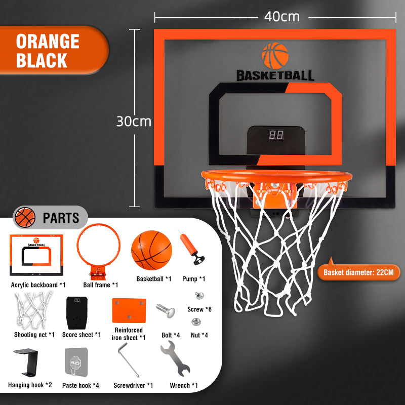 wall-mounted basketball hoop with score counter, view 2 - MRSLM
