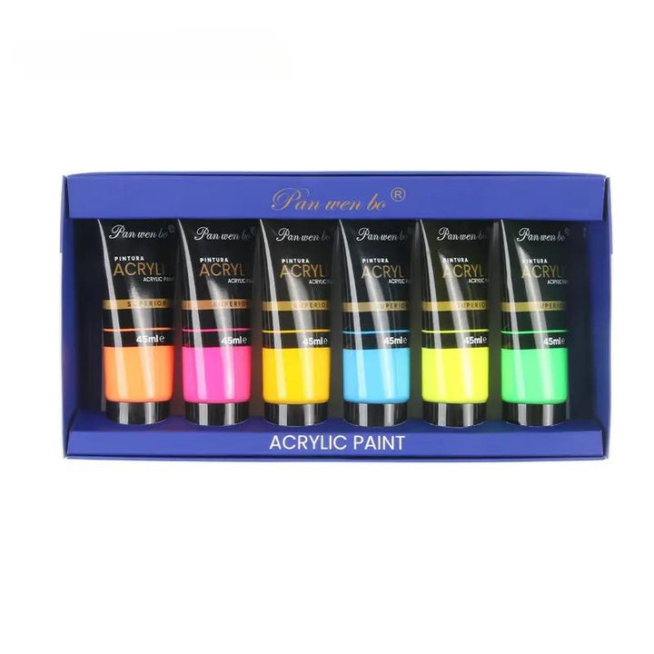 6-Color Acrylic Paint Set – Metallic &amp; Fluorescent, 45ML Bottled Paint for DIY Art &amp; Graffiti