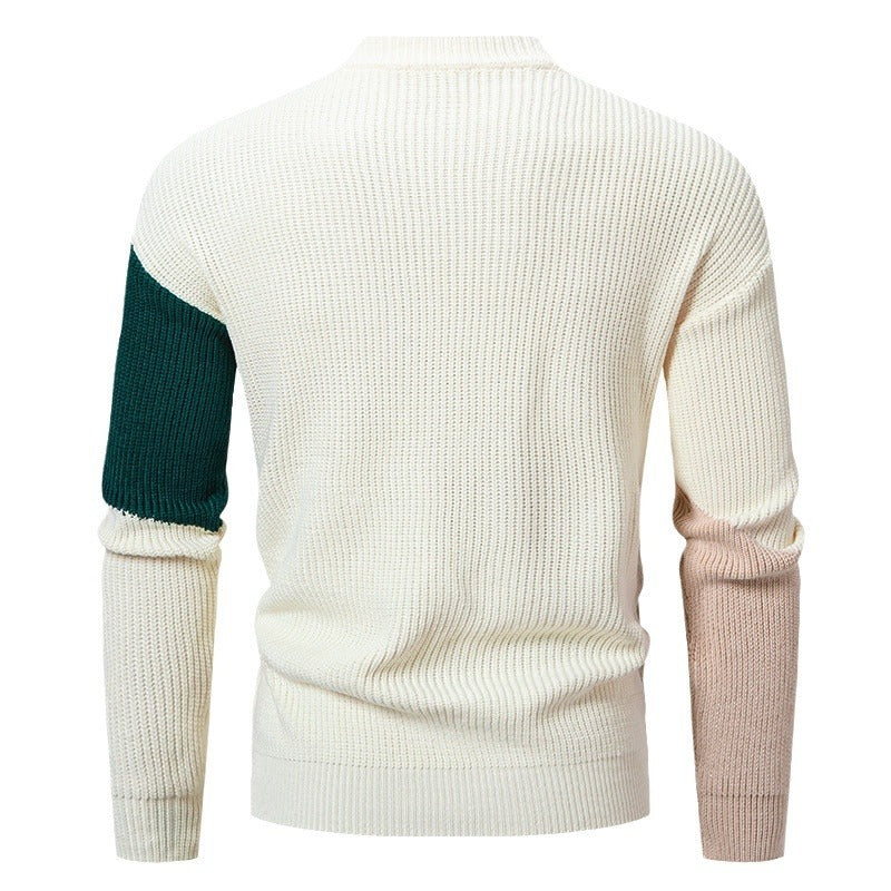 Suéter masculino de gola redonda multicolorido